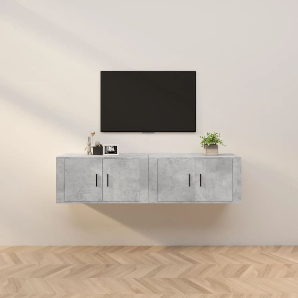 Wall-mounted TV Cabinet Set 80x34.5x40 cm 2 pcs Concrete grey