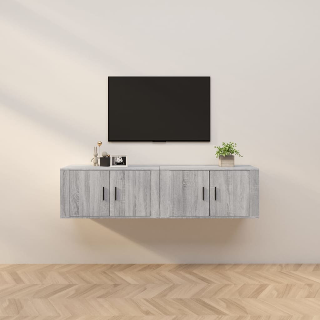 Wall-mounted TV Cabinet Set 80x34.5x40 cm 2 pcs Grey sonoma