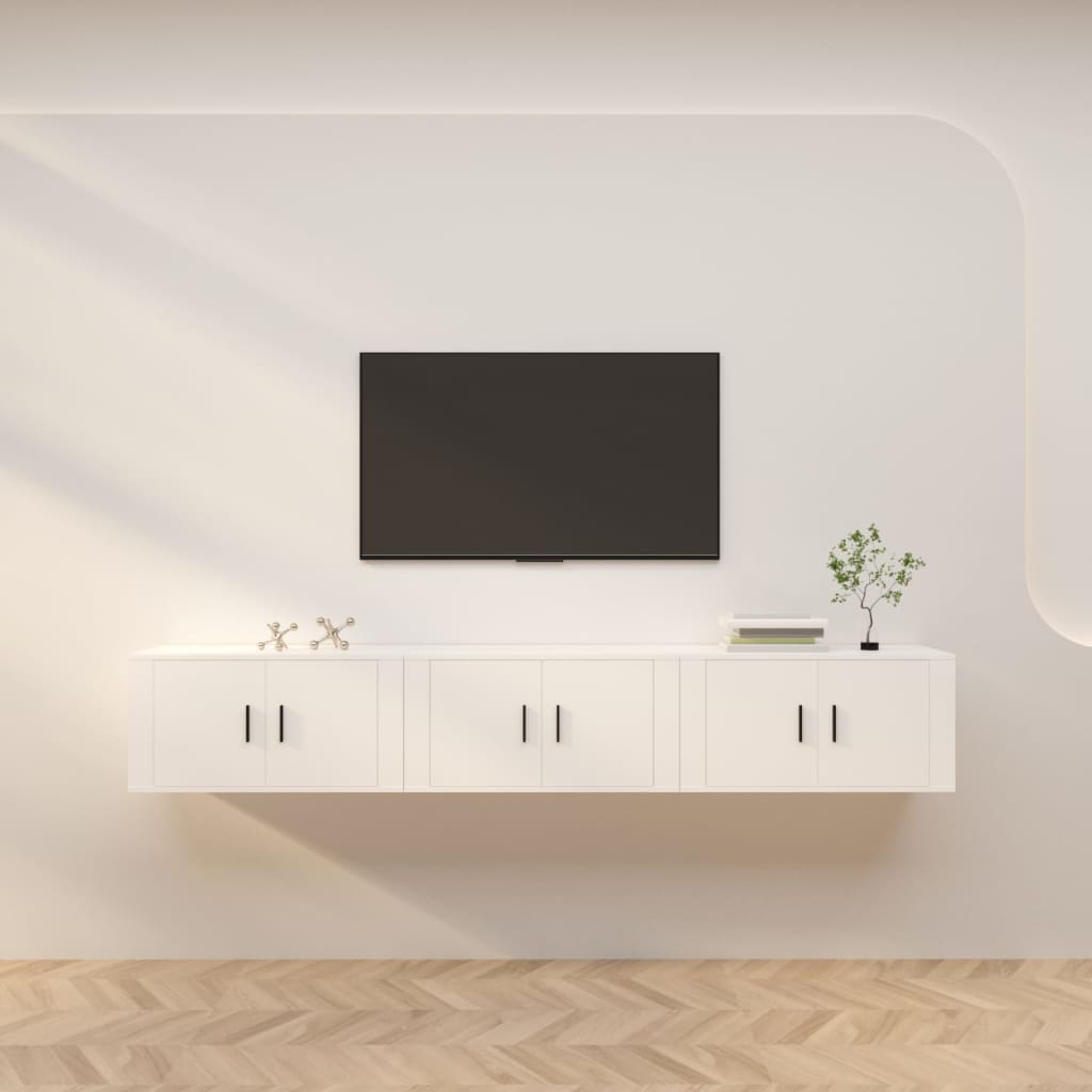 Wall-mounted TV Cabinet Set 80x34.5x40 cm 3 pcs White