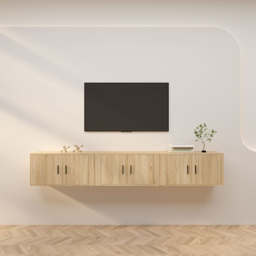 Wall-mounted TV Cabinet Set 80x34.5x40 cm 3 pcs Sonoma oak