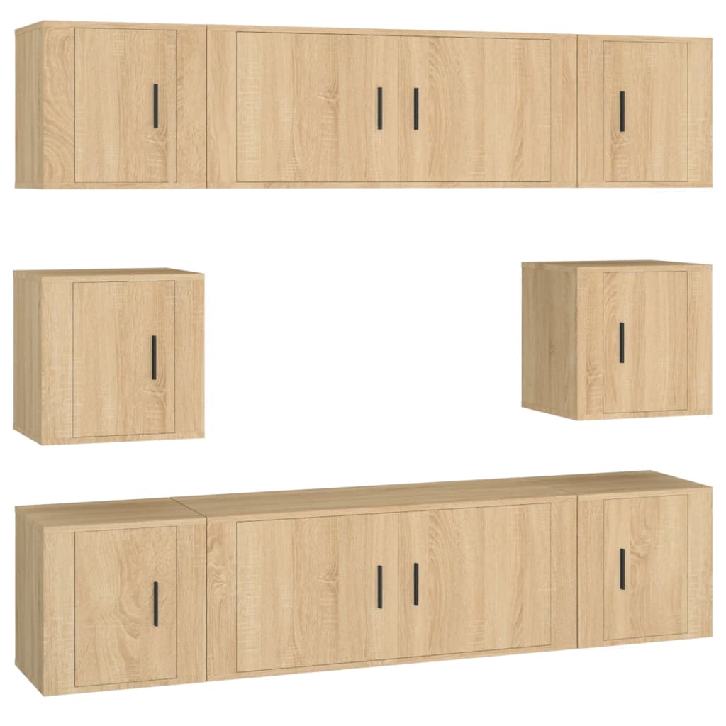 8 Piece TV Cabinet Set Engineered Wood Sonoma oak