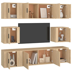 8 Piece TV Cabinet Set Engineered Wood Sonoma oak