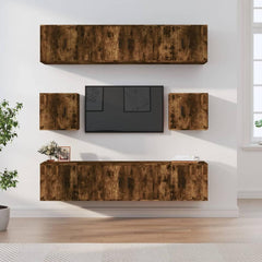 8 Piece TV Cabinet Set Engineered Wood Smoked oak