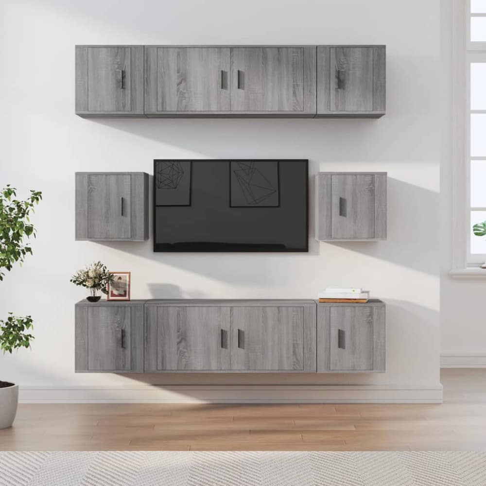 8 Piece TV Cabinet Set Engineered Wood Grey sonoma