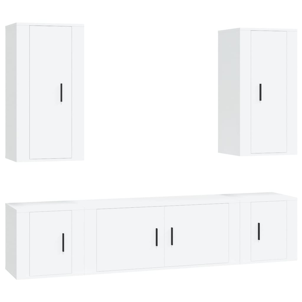 vidaXL 5 Piece TV Cabinet Set White Engineered Wood 3
