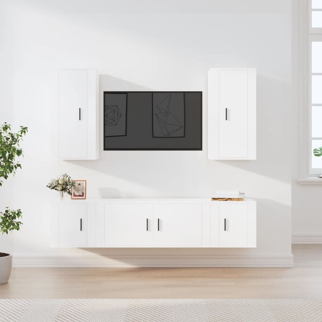 vidaXL 5 Piece TV Cabinet Set White Engineered Wood 1