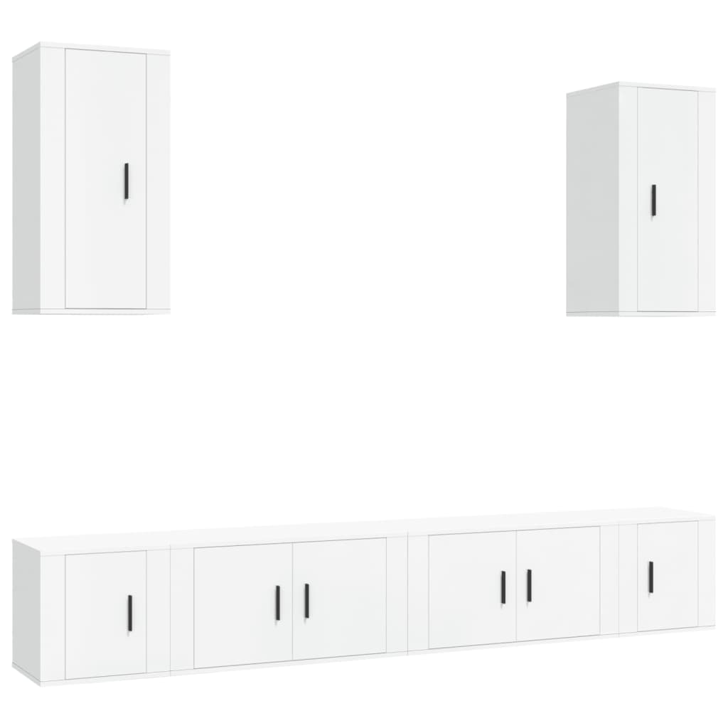 vidaXL 6 Piece TV Cabinet Set White Engineered Wood 2