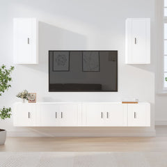 vidaXL 6 Piece TV Cabinet Set White Engineered Wood 1