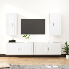 vidaXL 4 Piece TV Cabinet Set White Engineered Wood 1
