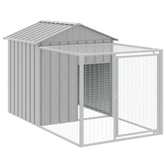 Chicken Cage with Run Galvanised Steel Light grey 117 x 201 x 123 cm