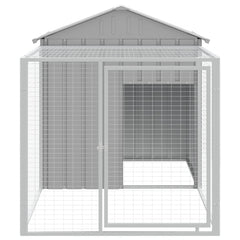 Chicken Cage with Run Galvanised Steel Light grey 117 x 201 x 123 cm