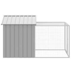 Chicken Cage with Run Galvanised Steel Light grey 117 x 201 x 123 cm