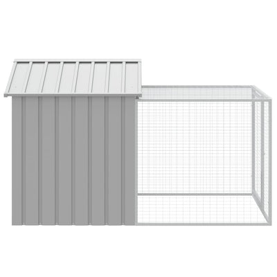 Chicken Cage with Run Light Grey 117x201x123 cm Galvanised Steel