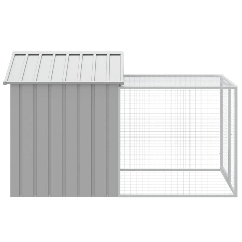 Chicken Cage with Run Light Grey 117x201x123 cm Galvanised Steel