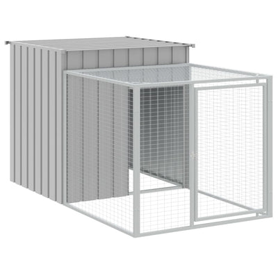 Chicken Cage with Run Light Grey 110x201x110 cm Galvanised Steel