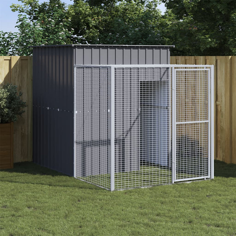 Chicken Cage with Run Anthracite 165x251x181 cm Galvanised Steel