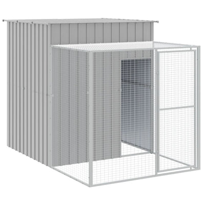 Chicken Cage with Run Light Grey 165x251x181 cm Galvanised Steel