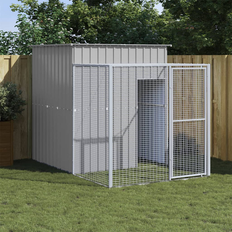 Chicken Cage with Run Light Grey 165x251x181 cm Galvanised Steel