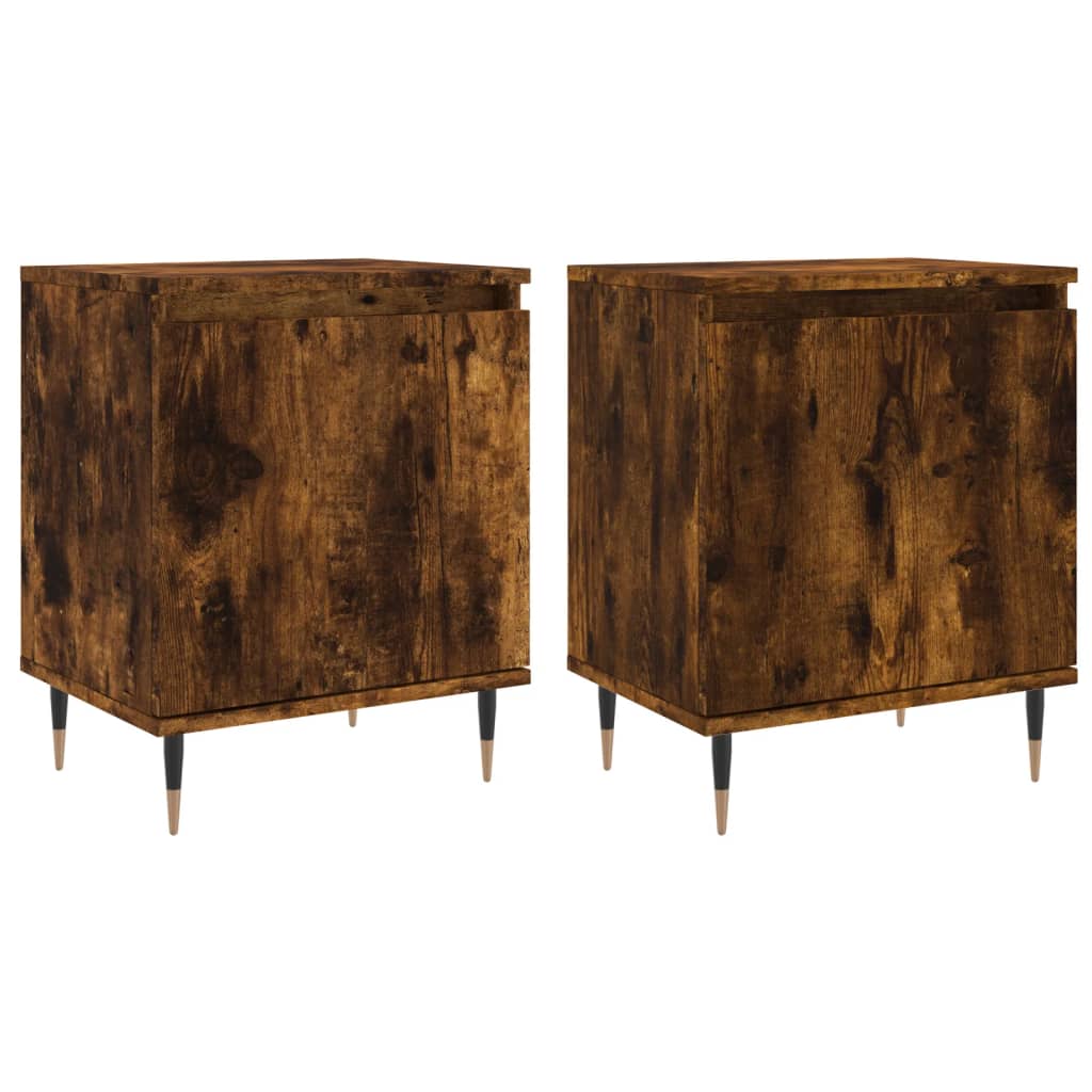 vidaXL Bedside Cabinets 2 pcs Smoked Oak 40x30x50 cm Engineered Wood 2