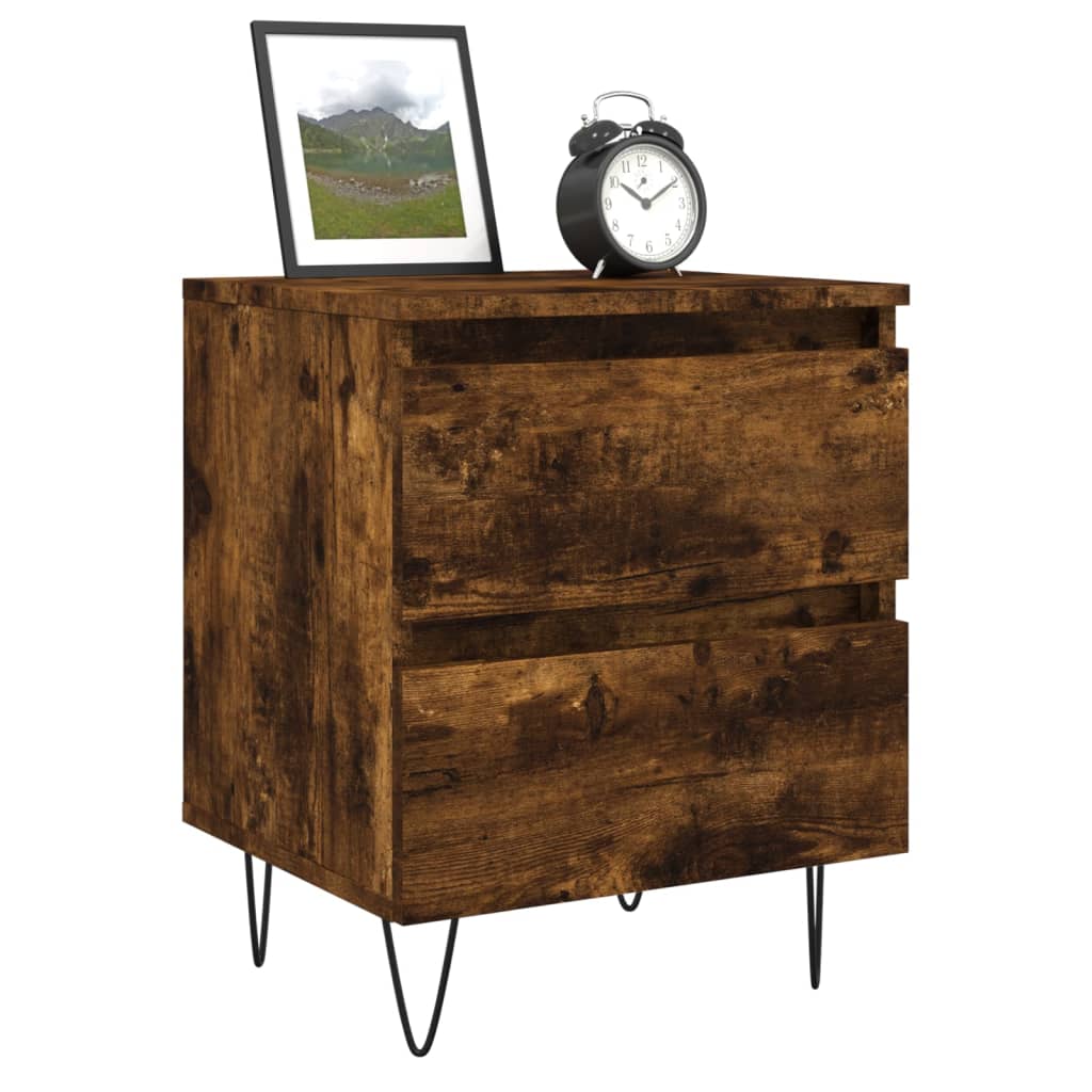 vidaXL Bedside Cabinets 2 pcs Smoked Oak 40x35x50 cm Engineered Wood 3