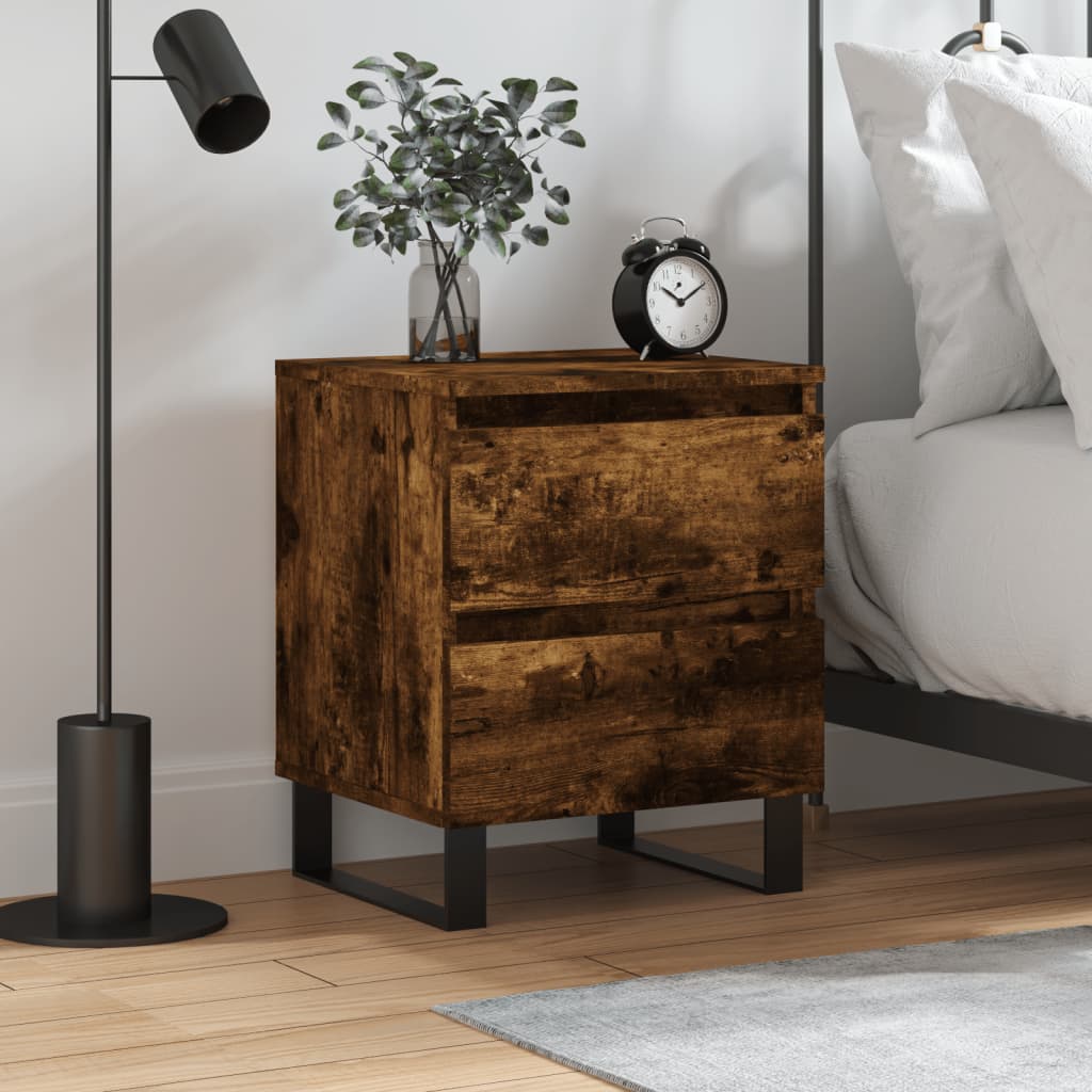 vidaXL Bedside Cabinet Smoked Oak 40x35x50 cm Engineered Wood 1
