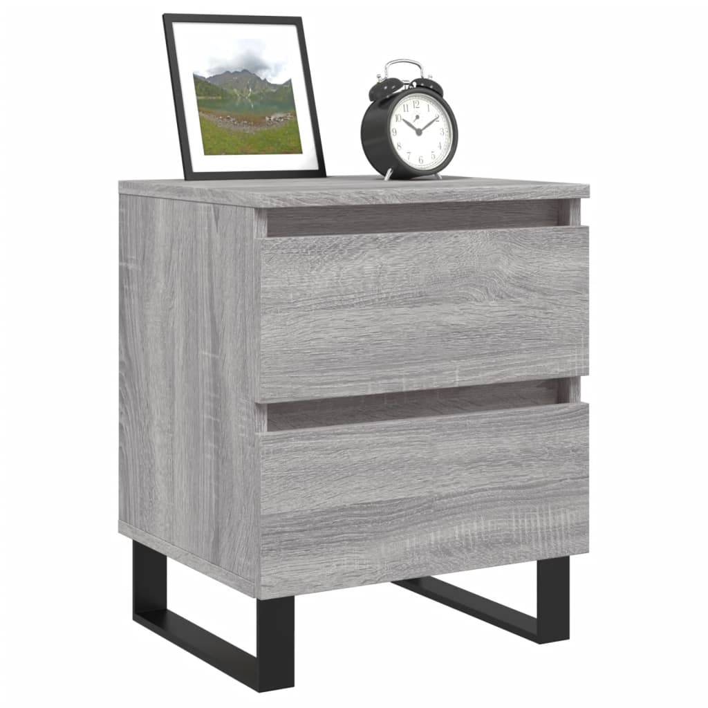 vidaXL Bedside Cabinet Grey Sonoma 40x35x50 cm Engineered Wood 3