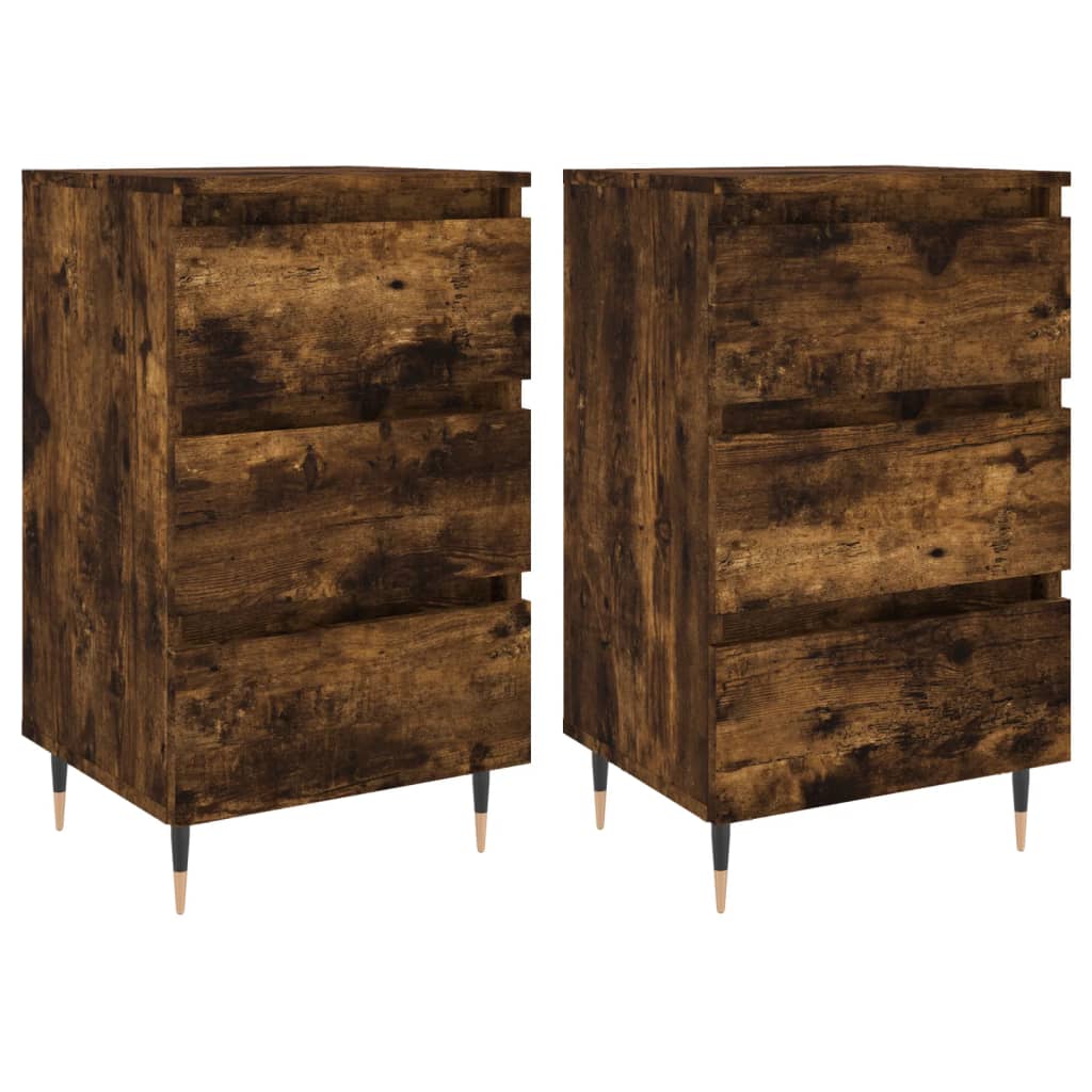 vidaXL Bedside Cabinets 2 pcs Smoked Oak 40x35x69 cm Engineered Wood 2