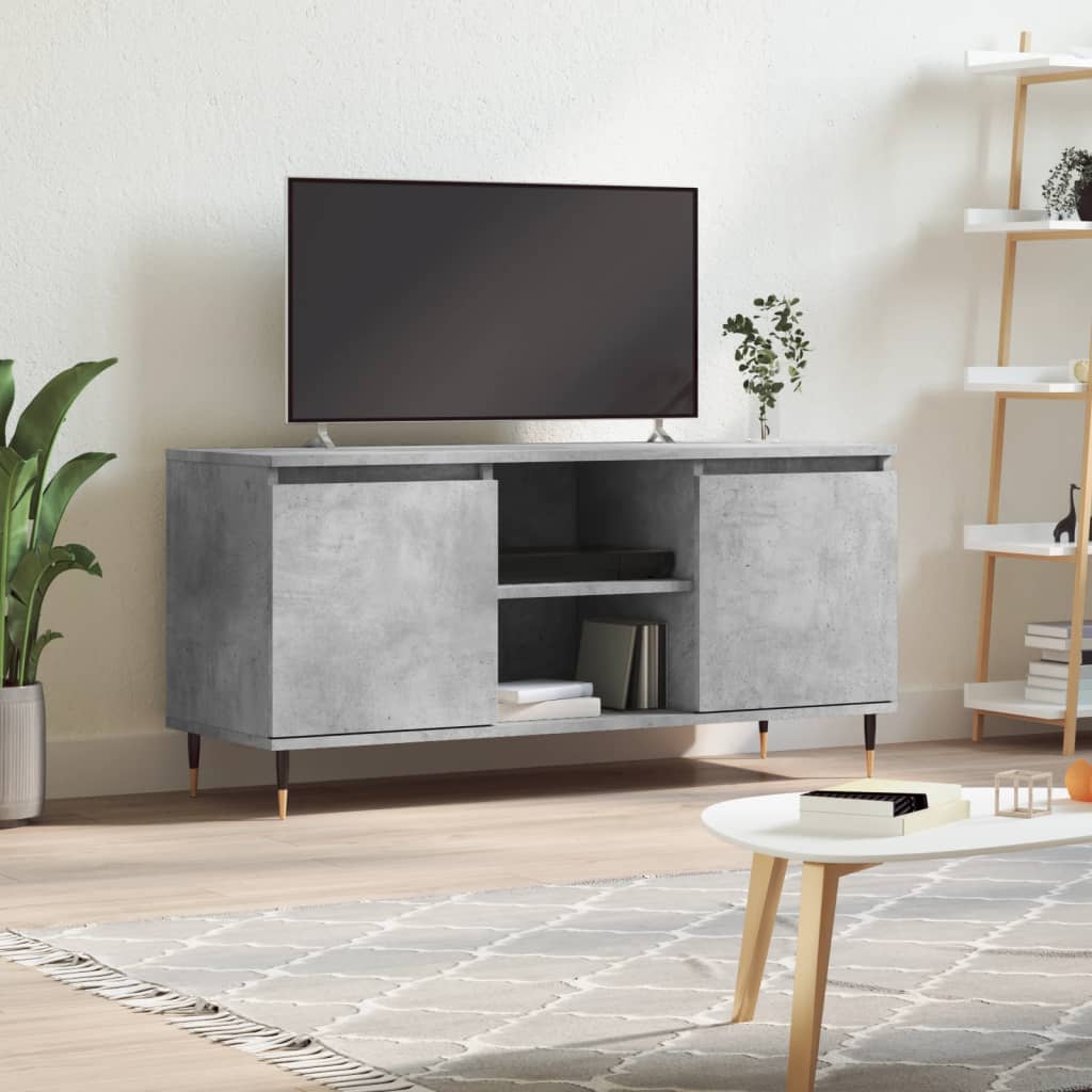 vidaXL TV Cabinet Concrete Grey 104x35x50 cm Engineered Wood 1