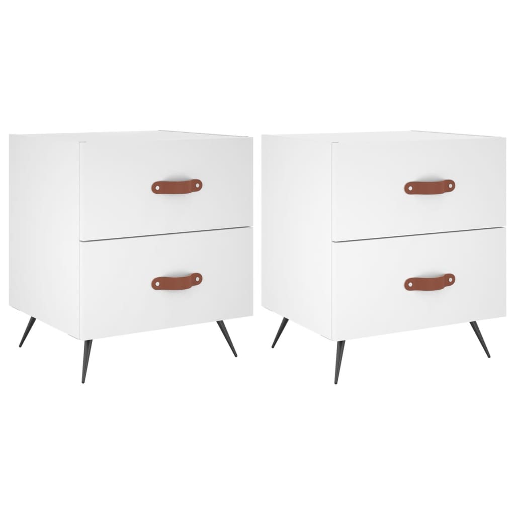 vidaXL Bedside Cabinets 2 pcs White 40x35x47.5 cm Engineered Wood 2