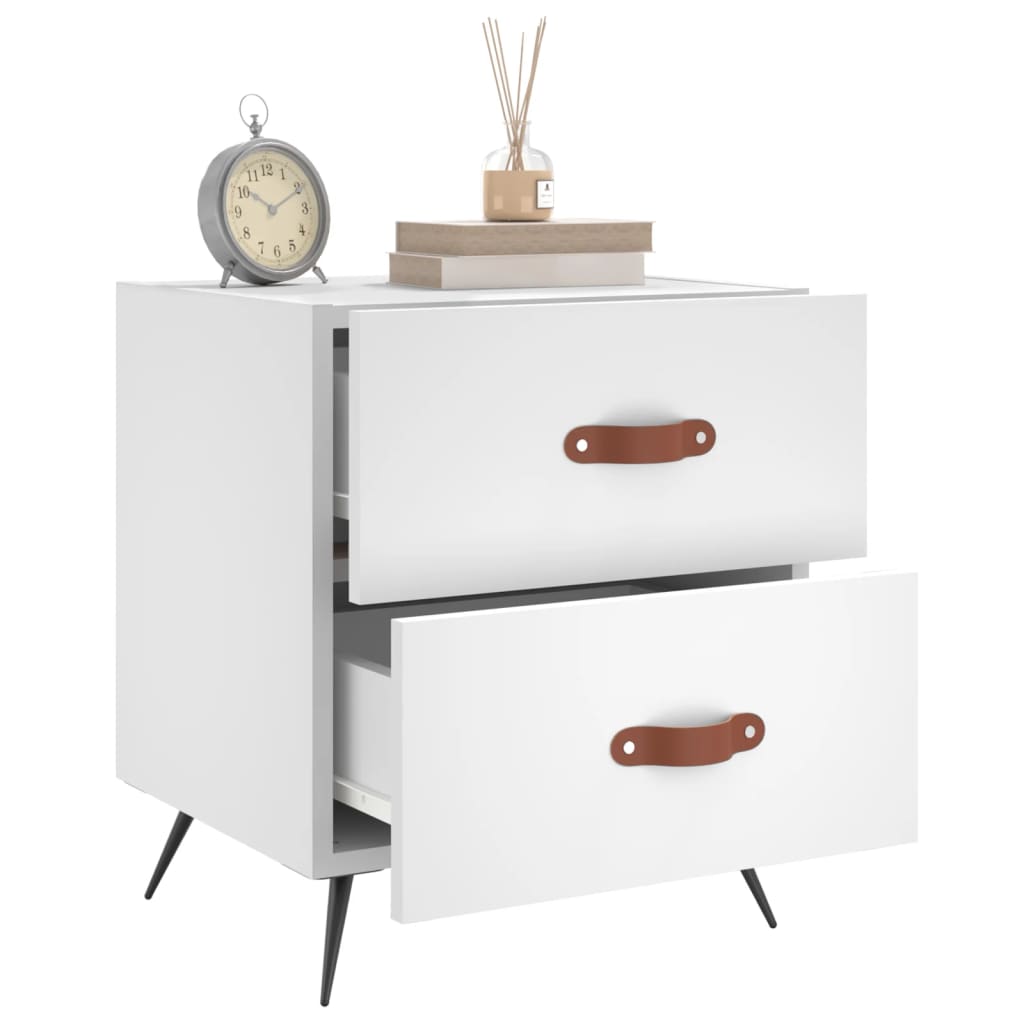 vidaXL Bedside Cabinets 2 pcs White 40x35x47.5 cm Engineered Wood 3