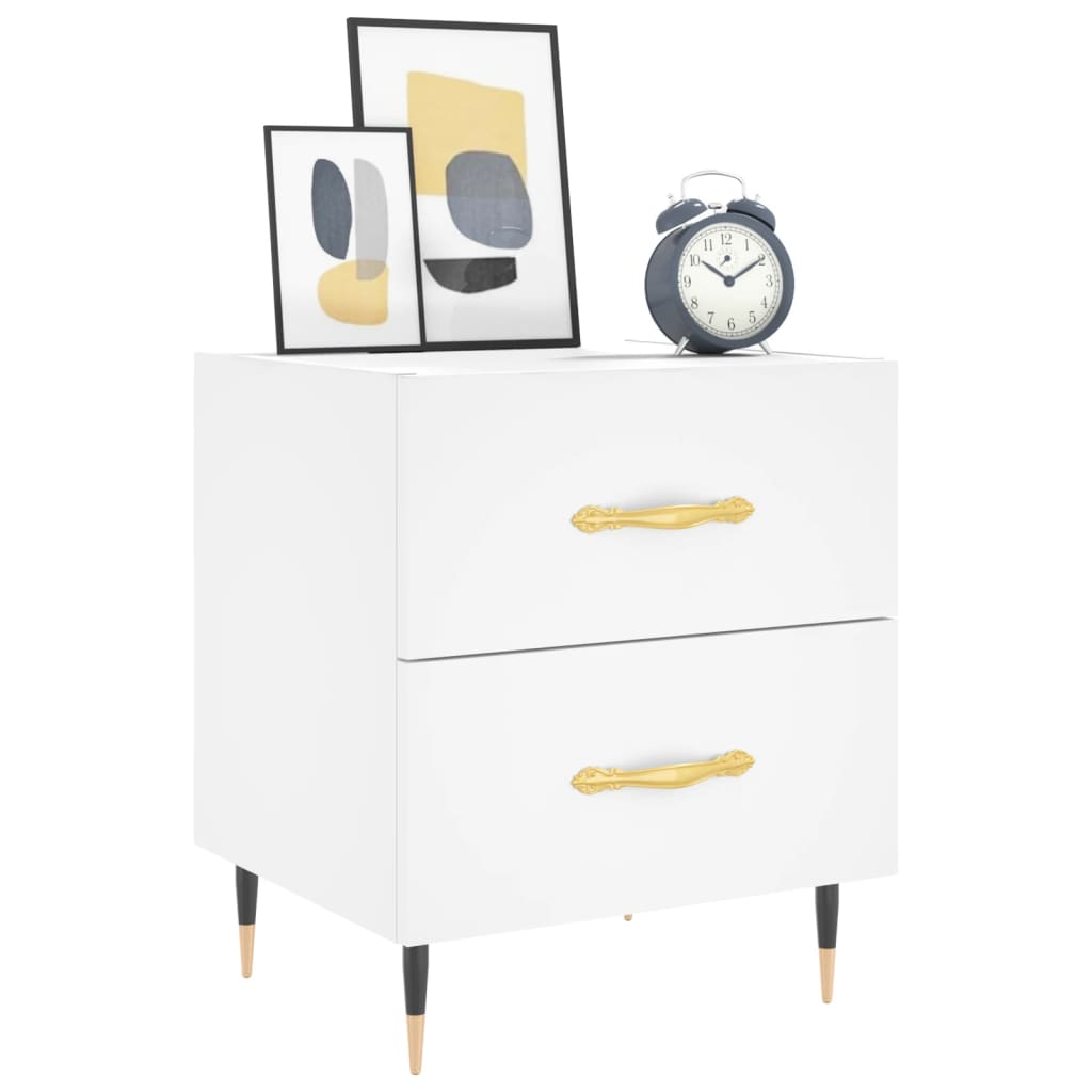vidaXL Bedside Cabinet White 40x35x47.5 cm Engineered Wood 3