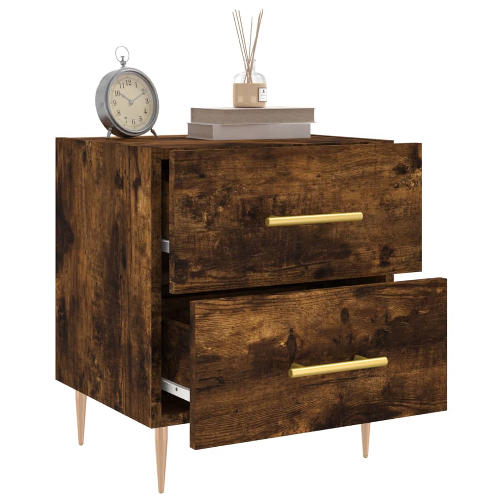 vidaXL Bedside Cabinet Smoked Oak 40x35x47.5 cm Engineered Wood 4