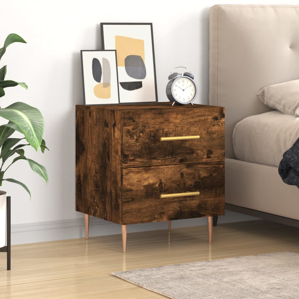 vidaXL Bedside Cabinet Smoked Oak 40x35x47.5 cm Engineered Wood 1
