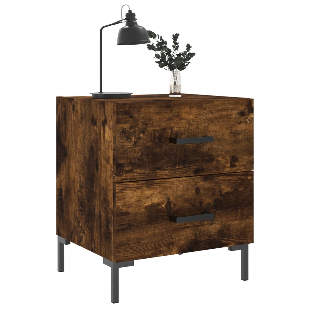 vidaXL Bedside Cabinet Smoked Oak 40x35x47.5 cm Engineered Wood 3