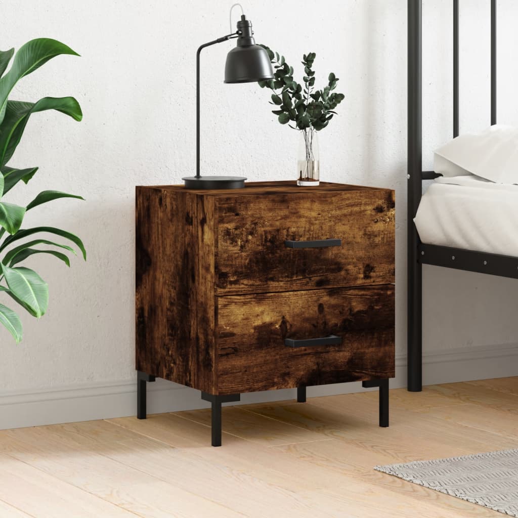 vidaXL Bedside Cabinet Smoked Oak 40x35x47.5 cm Engineered Wood 1