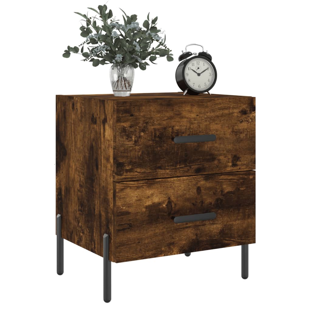 vidaXL Bedside Cabinet Smoked Oak 40x35x47.5 cm Engineered Wood 3