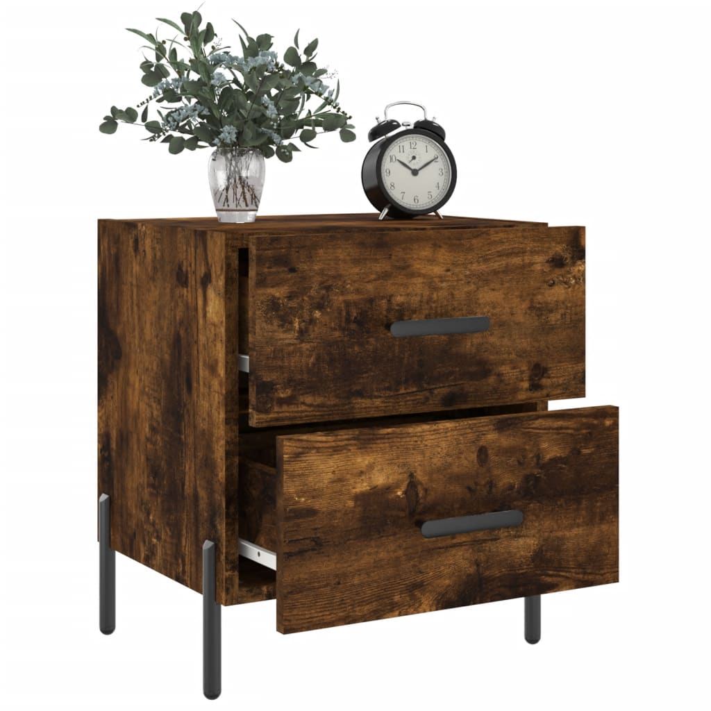 vidaXL Bedside Cabinet Smoked Oak 40x35x47.5 cm Engineered Wood 4