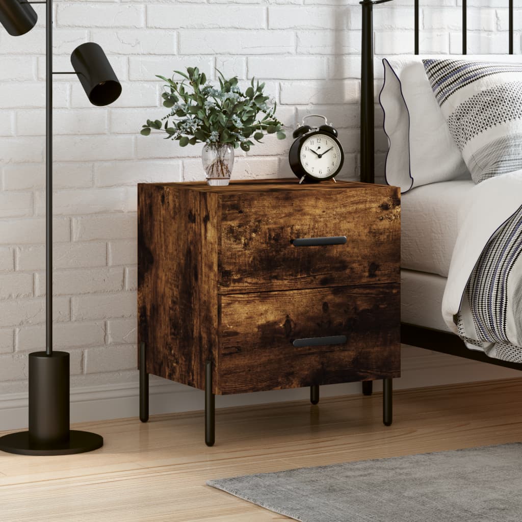 vidaXL Bedside Cabinet Smoked Oak 40x35x47.5 cm Engineered Wood 1