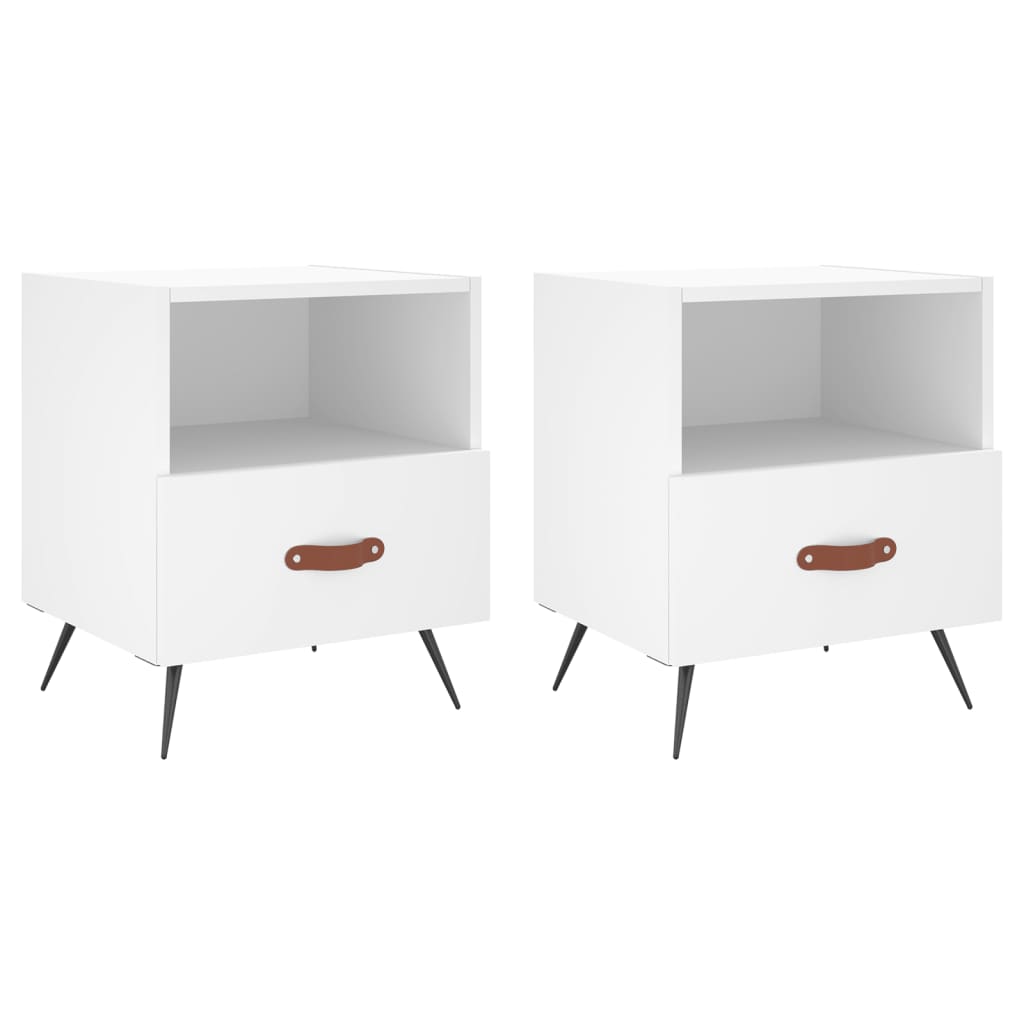 vidaXL Bedside Cabinets 2 pcs White 40x35x47.5 cm Engineered Wood 2