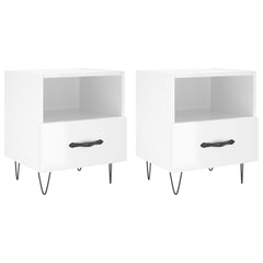 vidaXL Bedside Cabinets 2 pcs High Gloss White 40x35x47.5 cm Engineered Wood 2
