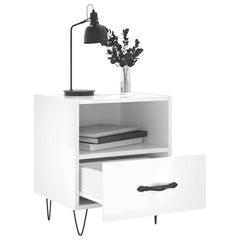 vidaXL Bedside Cabinets 2 pcs High Gloss White 40x35x47.5 cm Engineered Wood 3