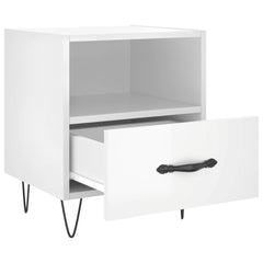 vidaXL Bedside Cabinets 2 pcs High Gloss White 40x35x47.5 cm Engineered Wood 5