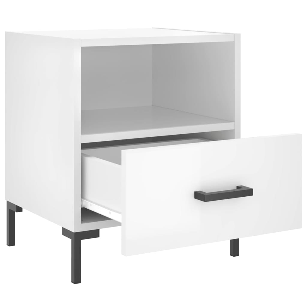 vidaXL Bedside Cabinets 2 pcs High Gloss White 40x35x47.5 cm Engineered Wood 5