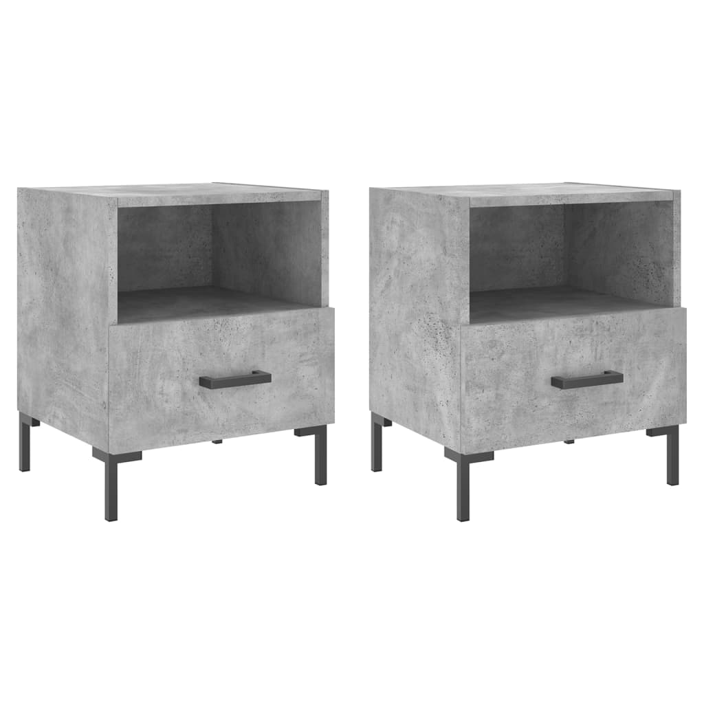 vidaXL Bedside Cabinets 2 pcs Concrete Grey 40x35x47.5 cm Engineered Wood 2