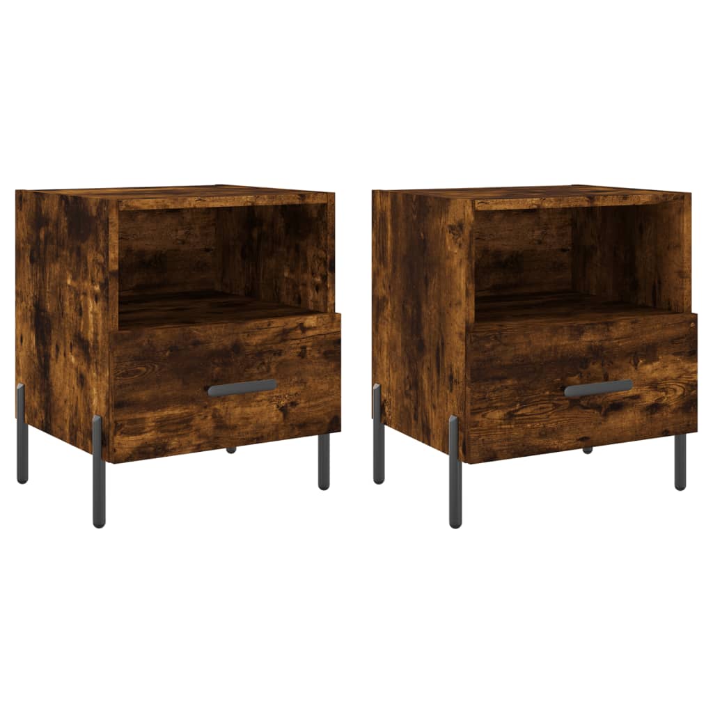 vidaXL Bedside Cabinets 2 pcs Smoked Oak 40x35x47.5 cm Engineered Wood 2