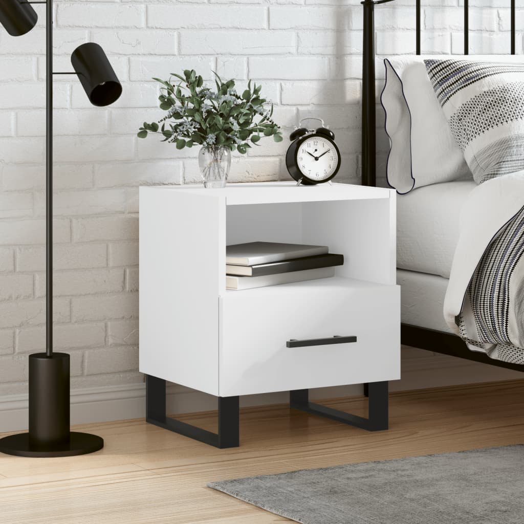 vidaXL Bedside Cabinet White 40x35x47.5 cm Engineered Wood 1
