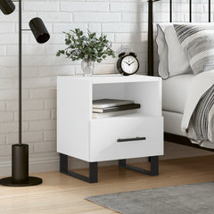 vidaXL Bedside Cabinet White 40x35x47.5 cm Engineered Wood 1
