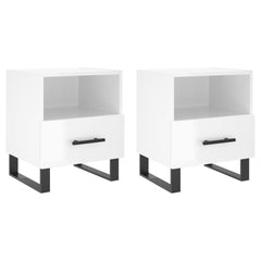 vidaXL Bedside Cabinets 2 pcs High Gloss White 40x35x47.5 cm Engineered Wood 2