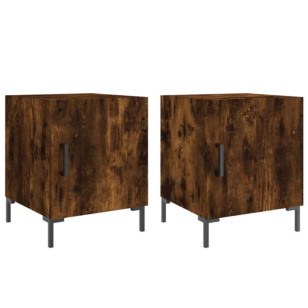 vidaXL Bedside Cabinets 2 pcs Smoked Oak 40x40x50 cm Engineered Wood 2