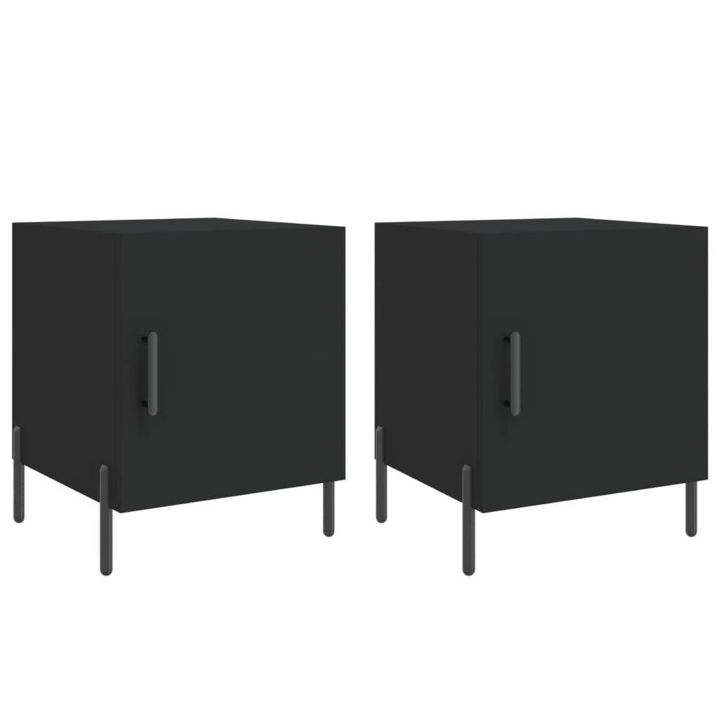 vidaXL Bedside Cabinets 2 pcs Black 40x40x50 cm Engineered Wood 2